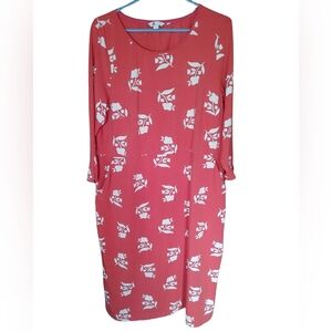 BODEN | Floral Red Coral Color Jesse Jersey Dress Size 18L
